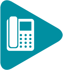 Blue triangle phone icon